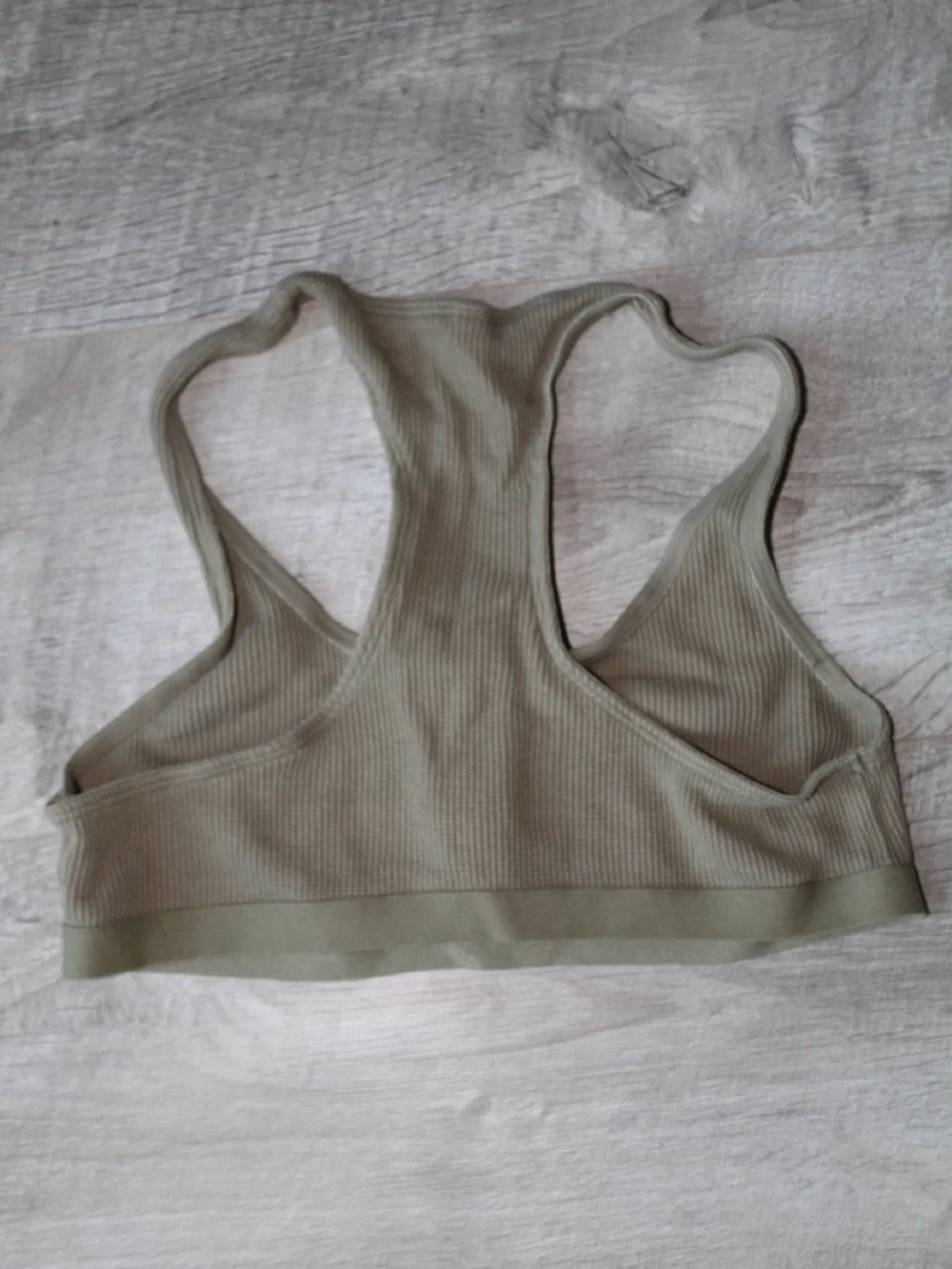 Madewell Olive Green Ribbed Racerback Bralette with Buttons